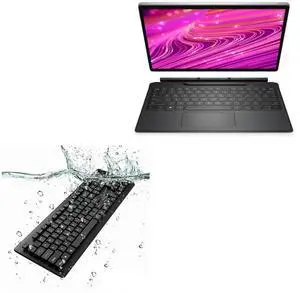 BoxWave Keyboard Compatible with Dell Latitude 7320 Detachable - AquaProof USB Keyboard, Washable Waterproof Water Resistant - Jet Black
