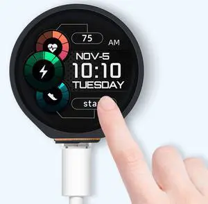 waveshare ESP32-S3 Development Board with 1.28inch Round Touch LCD, Accelerometer and Gyroscope Sensor, 240×240 Pixel 65K Color RGB Color Round Display, Lead to 6 x GPIO Pins, Type-C Connector