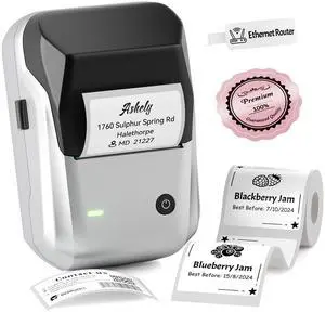 NIIMBOT B1 Label Maker, Portable Bluetooth Thermal Label Printer with Large Waterproof Tape and Multiple Templates for Kitchen, Home, School, Small Business,2 Inch (Silver, 1 Printer+1 Roll Label)
