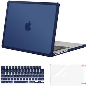 MOSISO Compatible with MacBook Pro 14 inch Case 2025-2021 M4 M3 M2 M1 A3112 A3185 A3401 A2918 A2992 A2779 A2442, Anti-Cracking Heavy Duty TPU Bumper Hard Case&Keyboard Skin&Screen Film, Navy Blue