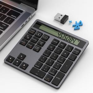 Bluetooth/2.4G Wireless Number Pad with Calculator - Wireless Numeric Keypad Slim 34-Keys External Numpad Keyboard Data Entry + Calculation 2in1 Number Pad for Laptop Desktop PC Smartphone