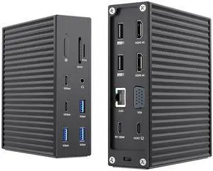 ACASIS USB C Docking Station Dual Monitor,Laptpop Docking Station with 4K60Hz HDMI,1080P60HZ VGA,2.5G Ethernet,SD/TF,10Gbps USB Sports,3.5mm Audio,PD100W,USB C Dock for MacOS/Laptpop/HP/DELL (Black)