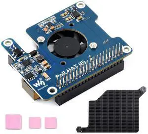 POE HAT Board Compatible with Raspberry Pi 5, Power Over Ethernet HAT with Cooling Fan and Metal Heatsink for Pi5, Supports 802.3af/at Network Standard