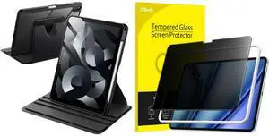 JETech iPad Air 11-Inch M3/M2 (2025/2024) Rotating Case and Privacy Screen Protector Bundle