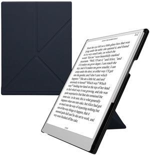 kwmobile Origami Case Compatible with Remarkable Paper Pro Cover - Faux Leather Tablet Case - with Stand and Pen Holder - Dark Blue