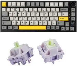 EPOMAKER Ajazz AK820 Pro 75% Mechanical Gaming Keyboard, Gasket-Mounted with TFT Smart Display & Knob + Wisteria 39gf Linear Switches