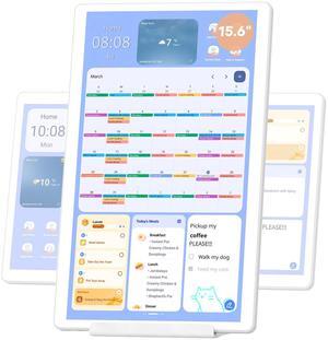 cozyla 15.6'' Digital Calendar Wall Touch Screen Support Any Android Tablet Google Play Apps to Do List Notepad Chore Chart for Kids Meal Planner Wall Mount Smart Electronic Calendar for Family White