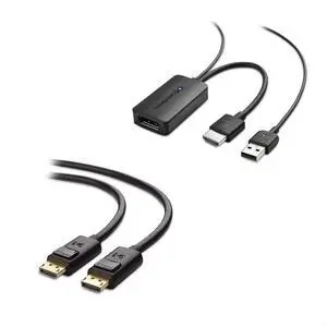 Cable Matters HDMI to DisplayPort Adapter (HDMI to DP Adapter) with 4K Video Resolution Support & DisplayPort to DisplayPort Cable (DP to DP Cable) 6 Feet