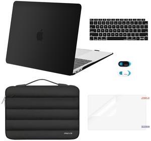 MOSISO Compatible with MacBook Air 13 inch Case 2025 2024 2023 2022 M4 A3240 M3 A3113 M2 A2681, Hard Case&Puffy Bag&Keyboard Cover&Webcam Cover&Screen Film for MacBook Air 13.6 inch Case, Black