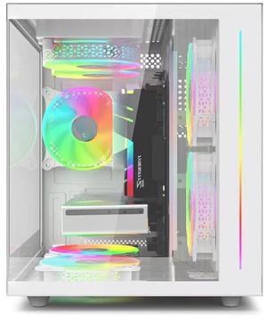 suevery Pre Built Gaming PC RTX 4060 8G AMD Ryzen7 5700X(8Cores 3.4G UP to 4.6G) 1T SSD 32G RAM WI-FI 6 VR Business Desktop Computer White 4K
