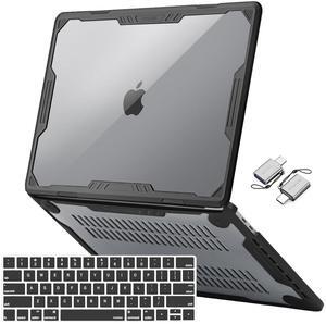 MOSISO Compatible with MacBook Pro 13 inch Case M2 2025-2016 A2338 M1 A2251 A2289 A2159 A1989 A1708 A1706, Symmetric Geometric Heavy Duty Hard Case with TPU Bumper&Keyboard Cover&Type C, Black