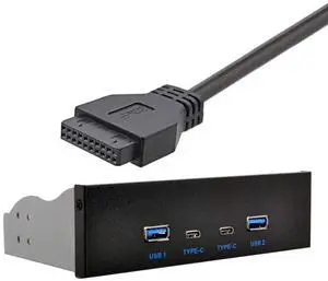 xiwai USB-C & USB 3.0 HUB 4 Ports Front Panel to Motherboard 20Pin Connector Cable for 5.25" CD-ROM Bay