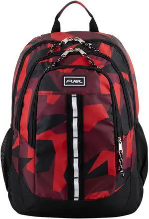 FUEL Travel Laptop Carry On Backpack Sport Shock Multi Large Compartments for College Bookbag, Hiking, Work, 18.5 x 13 x 7 Inches, Red Camouflage