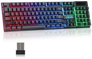 CHONCHOW Wireless Gaming Keyboard, 104 Key Rechargeable Rainbow LED Light Up Wireless Keyboard, for PC PS4 PS5 Xbox One Laptop, Teclado inalambrico, (G221e)