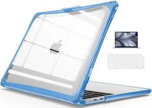 IBENZER Hexpact Compatible with 2024 2023 2022 MacBook Air 13 inch Case M3 A3113 M2 A2681, Heavy Duty Case & KeyboardCover & ScreenFilm for Mac Air 13.6 Touch ID, Serenity Blue, HPE-AT13-KK-SRL+2
