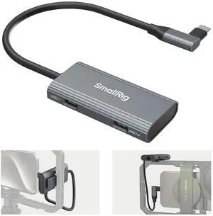 SmallRig 4-in-1 USB-C Hub with a Cold Shoe Mount, Type- C Multiport Hub with PD 100W / USB-C 3.1 / USB-C 2.0 with Audio Adapter x 2, for Mobile Shooting of ProRes Videos at 4K 60fps - 4598