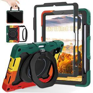 ROISKIN Case for iPad Pro 11 Inch M4 5th Generation for Kids with 360 Swivel Handle & Stand,HD Screen Protector,Shoulder Strap,Pen Holder,Heavy Duty Military Shockproof Case