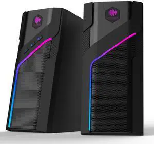 museeq Gaming Computer Speakers, PC Speakers for Desktop with Dynamic Lighting - 21 Modes Touch Control,USB Powered Stereo Sound with Bluetooth 5.1,for PC Desktop, Laptop