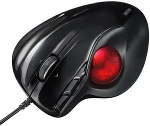 SANWA Wired Ergonomic Trackball Mouse, Programmable Roller Ball Mice, Tilt Scroll, 400/800/1200/1600 DPI, Computer trackball & Finger Rest, Compatible with Mac, Windows, Laptop, Chrome OS, Black