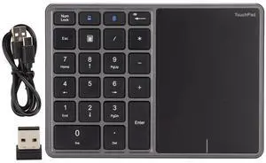 Estink Number Pad Kit, 2 in 1 Number Pad Touchpad 22 Keys BT4.2 2.4G Type C Charging 500mAh Battery Numeric Keypad for Computer Laptop PC Desktop (Iron Gray)