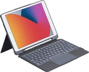 QUARK Keyboard Case for iPad Air 3, iPad Pro 10.5" & 10.2" (9th/8th/7th Gen) with Trackpad, Wireless Detachable Magnetic Keyboard with Pencil Holder, Backlit Keys, Black Grey
