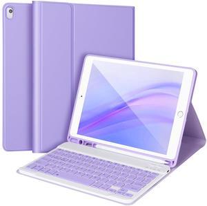 AHYWTAN Keyboard Case for iPad 9/8/7th Gen 10.2'',Case with Keyboard ipad 10.2 inch,Keyboard for iPad 9th Gen,Bluetooth Keyboard for iPad 10.2,iPad Keyboard Case 9th Gen with Pencil Holder (Purple)