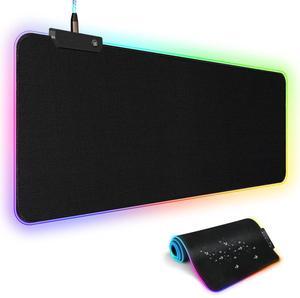 RGB Gaming Mouse Pad with LED Cable, XXL Large Mousepad with 13 Light Modes 800x300x4mm Non-Slip Rubber Base, Waterproof Computer Mat for Home Office Gaming Keyboard Desk Decor