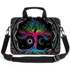 AMARY 17" Laptop Shoulder Bag Carrying Case Adjustable shoulder straps, comfortable handle, front pocket for storing mouse (Color Tree)