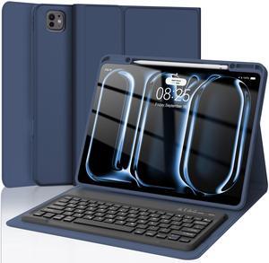 iPad Pro 13 inch Case 2024 with Keyboard, Smart Folio Cover with Upper Pencil Holder for iPad Pro 13-inch M4, Rechargeable, Magnetic Detachable Bluetooth Keyboard for iPad Pro 7th Gen 13inch - Navy