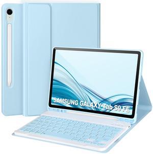 Keyboard Case for Samsung Galaxy Tab S9 FE 5G 10.9-inch, Keyboard for Samsung Tab S9 11'',Bluetooth Detachable Keyboard, Smart Cover Compatible with S Pen, Auto Sleep/Wake (Blue)