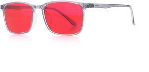 AU CLAIRE Sleep Glasses for 99.9% Blue Green Light Blocking Dual AR Coatings Red Lens for Computer Gaming Screen Reduce Eyestrain (Eclipse (Grey Frame))