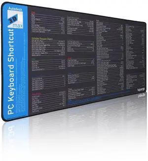 Shortcut Keys Mouse Pad for 3D max,3D max Hotkeys Office Desk Mat,Work Desk Large XXL Keyboard Mousepad, Waterproof Non-Slip and Stitched Edge(31.5x13.8 inch)