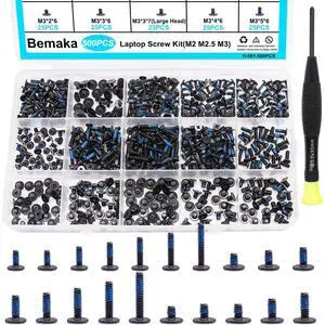 Bemaka 480PCS M.2 Screws Motherboard Standoffs Screws Computer Screws Assortment Kit, NVMe Screws M.2 SSD Mounting Screws + 500PCS M2 M2.5 M3 Laptop Screws Computer Screws Kit 20 Sizes Blue Nylok Scre