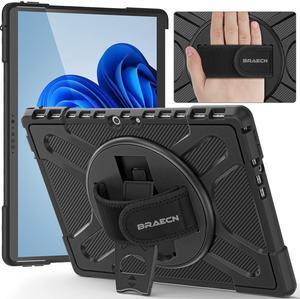 BRAECN Case for Surface Pro 8-13 Inch 2021, Rugged with 360deg Rotating Stand/Hand Strap & Keyboard Adsorption Interface for Microsoft Surface Pro 8 2021 -Black