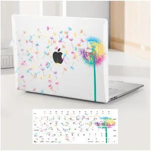 BYCeKe Compatible with MacBook Air 15 inch Case 2023 2024 2025 M4 A3241 M3 A3114 M2 A2941, Plastic Print Laptop Hard Shell Cases & Keyboard Cover for Mac Air 15 Laptop Pattern, Dandelion
