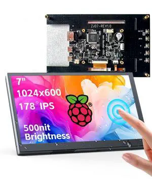 WINGCOOL 7 Inch Mini Touchscreen Monitor Tiny Industrial Grade Small HDMI/USB Portable Display, 1024×600,Responsive Smooth Touch, Built-In Buzzer Compatible With Desktop Pc Windows10/11/Android/Linux