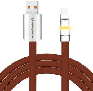 chubbycable Neon Chubby - Fast Charge Cable with Smart Light RGB Color Gradual Light Up LED USB Charging Cable, Chocolate, USB-A to Type-C, 1.64 FT