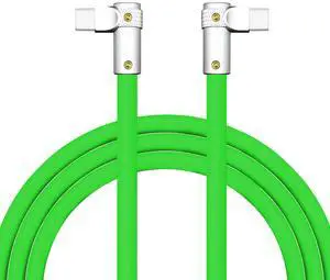 chubbycable FlexElbow Pro - 90 Degree Design 240W Fast Charge Cable Ultra-Thick Silicone Right Angle USB C Cable Phone Tablets Charging Cord, Green, Double Elbow Type C to Type C, 1.64FT