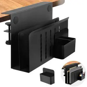 CIBOTIES Desk Side Storage Holder Organizer for Laptop Clamp-On Shelf, Drilling Standing Drawer, Office Supplies & Studio Essentials (Black)