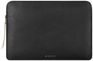 Comfyable Slim Protective Laptop Sleeve Compatible with 13/13.3/14 Inch MacBook Air & MacBook Pro, Mac Travel Case, Laptop Pouch, Slim PU Leather Cover M4/M3/M2/M1 2025-2021, Black