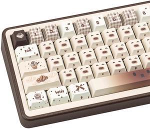 COOMICKEY Siamese Cat Keycaps, PBT Keycaps Dye-Sublimation Custom Keycap Set, 146 Keys Khaki Cute Keycaps, Cherry Profile Keyboard Keycap for Cherry Gateron MX Switches Keyboard