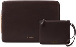 Comfyable Slim Protective Laptop Sleeve with Accessory Pouch Compatible with 13/13.3/14 Inch MacBook Pro & MacBook Air, Mac Travel Case, Slim PU Leather Laptop Cover M4/M3/M2/M1 2025-2021, Chocolate