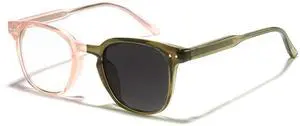 Cyxus Photochromic Glasses Both Frames and Lenses Color Changing with Blue Light Blocking UV Protection(8230i51 Pink to Green)