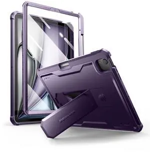 Dexnor for iPad Air 13 Inch Case 2025/2024 (M3/M2) with Pencil Holder, [Built-in Screen Protector & Multi-Angle Kickstand] Heavy Duty Shockproof Full Body Protective Cover for iPad Air 13, Purple