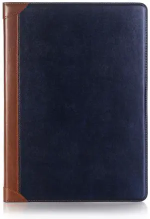 iPad Pro 1st 2nd (12.9'') Case, DMaos Vintage Book Synthetic Leather Stand Folio Smart Cover, Auto Sleep/Wake, Business Document Card Holder - Blue