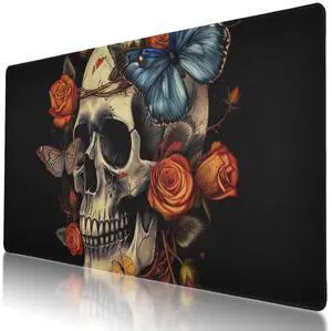 DNOVING Day of The Dead Skull XL Mouse Pad - Non-Slip Mouse Pad Protector for Gaming and Office, Large 35.5x16 Inch Easy Gliding Computer Mouse Pad with Rubber Base