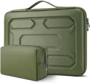 DOMISO 15.6 inch Laptop Sleeve with Accessory Bag Shockproof Waterproof EVA Protective Case for 15.6" Yoga 720 IdeaPad 310 320 ThinkPad T570/Legion 5 Gen 6/HP Envy 15/15.6" Notebooks, Green