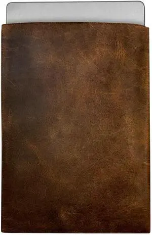 Donbolso Genuine Top Grain Leather Laptop Sleeve 16-inch - Notebook Bag Case in Vintage Brown - Easy to Clean, Minimalist Design - Good Protection from Scratches, Bumps, and Dust.