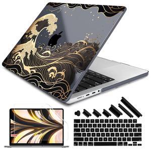 DONGKE for M4 MacBook Pro 16 Inch Case 2024 2023 2021 A3403 A3186 M3 A2991 M2 A2780 M1 A2485 Pro/Max Chip, Plastic Hard Shell Case & Keyboard Cover for Mac Pro 16 with Touch ID, Golden Wave