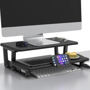 Doowiit Monitor Stand Riser 2 Tier, monitor stand for desk with Phone Holder and Cable Management -2 Tiers Monitor Riser, TV Riser Stand, (Black)